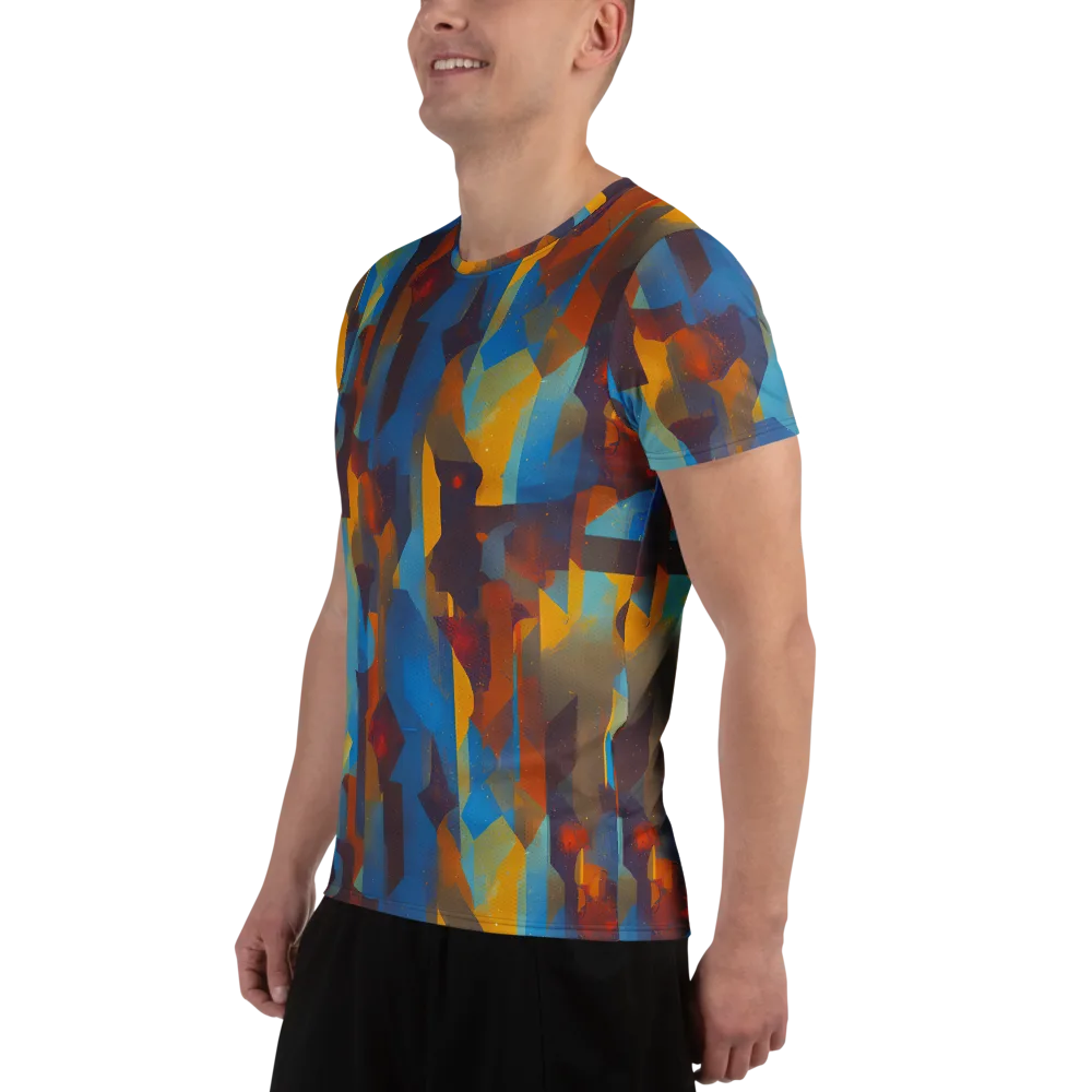 Cubist Dusk on Men's Athletic T-Shirt — Left
