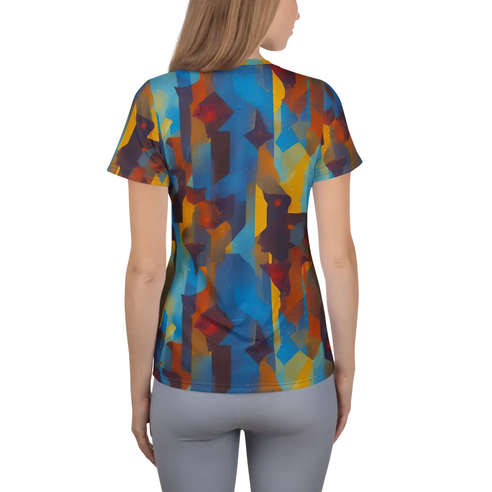 Cubist Dusk on Women's Athletic T-Shirt — Back
