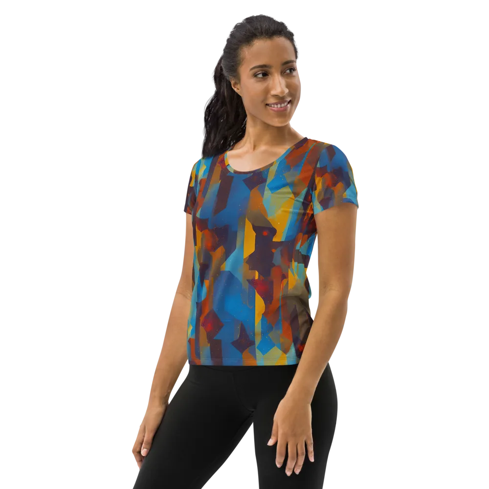 Cubist Dusk on Women's Athletic T-Shirt — Left