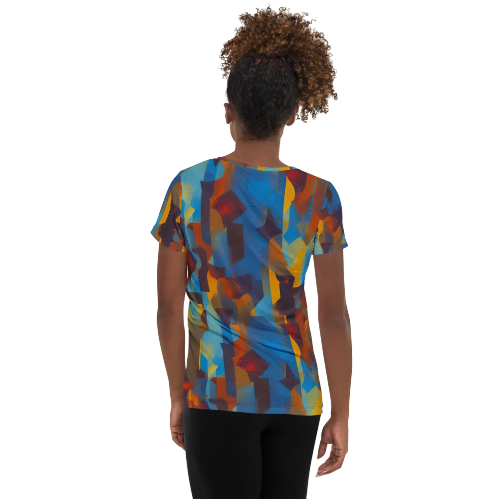 Cubist Dusk on Women's Athletic T-Shirt — Back