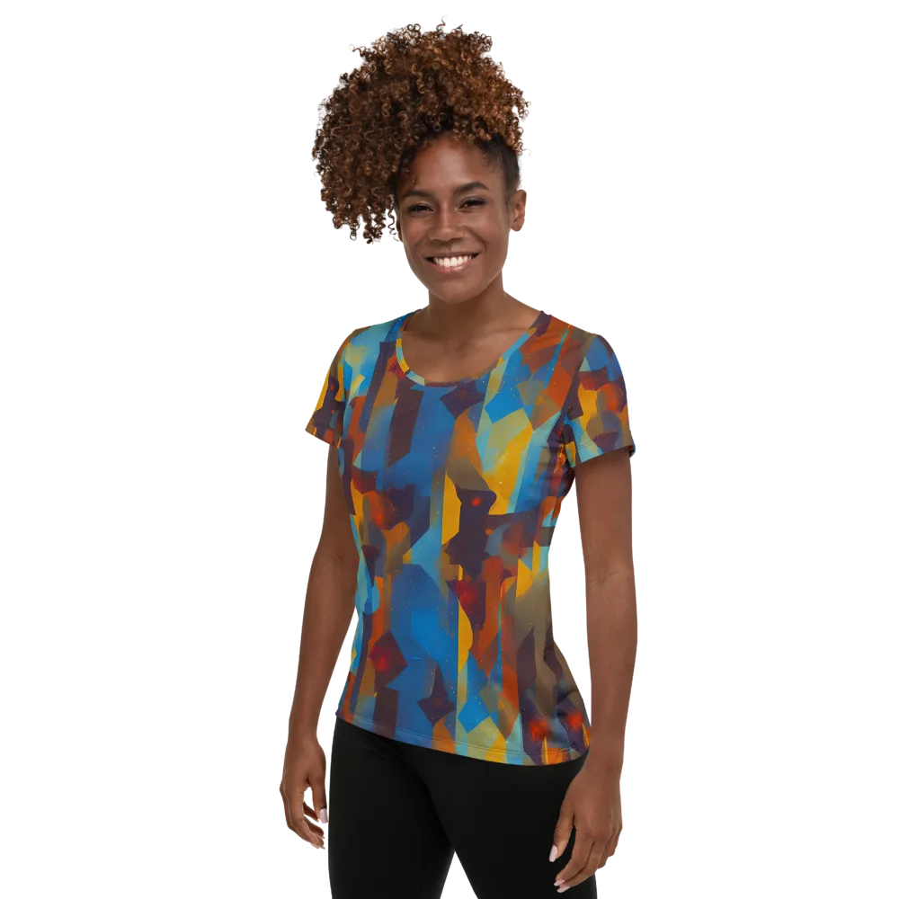 Cubist Dusk on Women's Athletic T-Shirt — Left