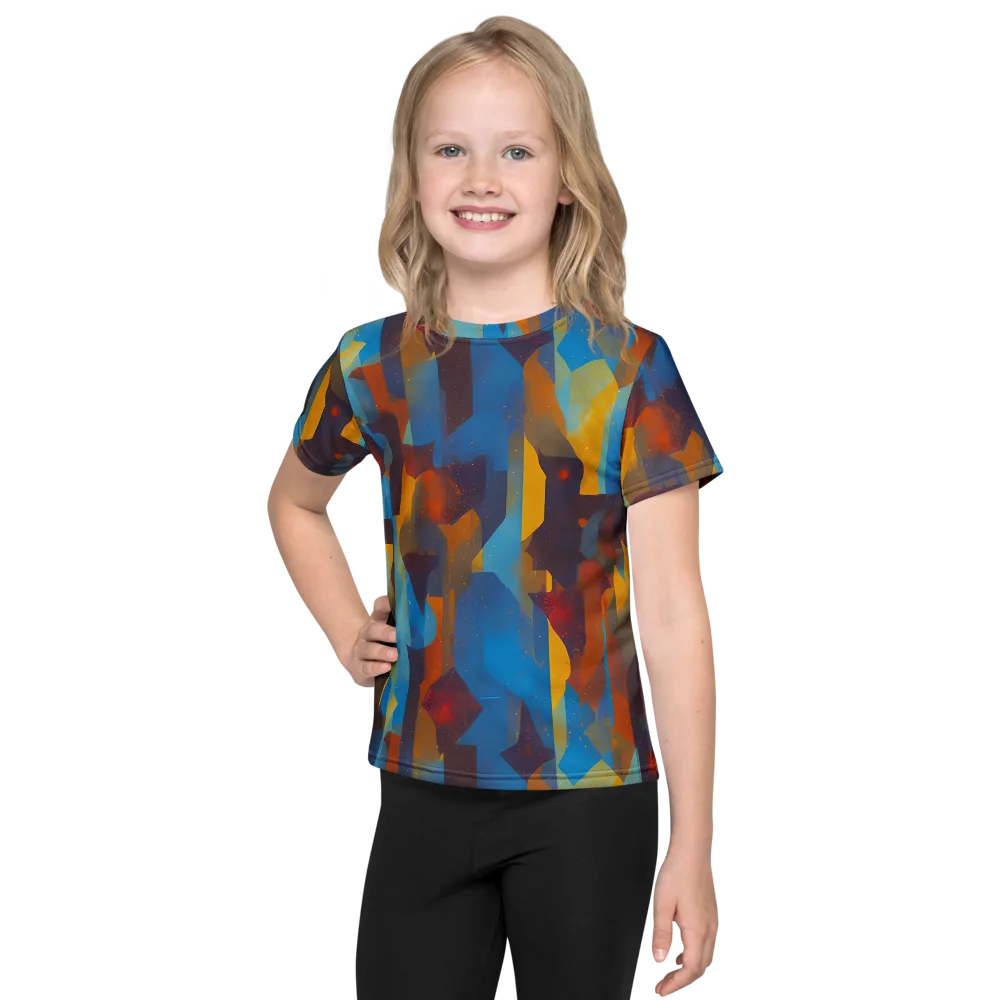 Cubist Dusk on Kids Crew Neck T-Shirt — Front