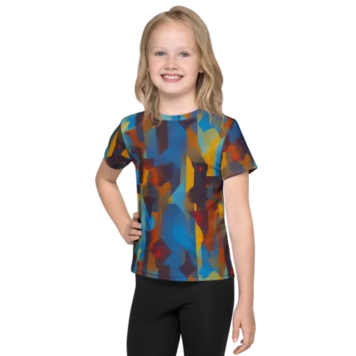 Cubist Dusk on a Kids Crew Neck T-Shirt