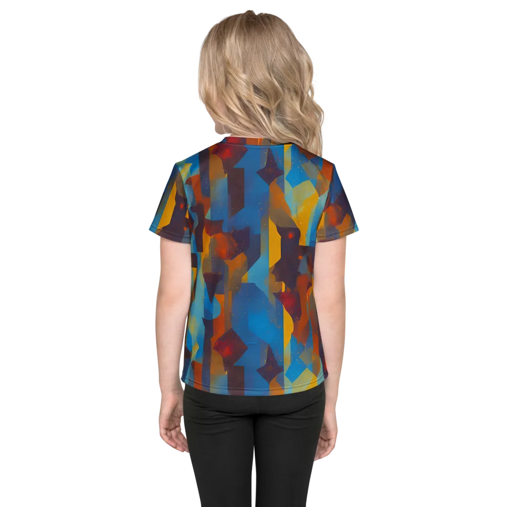 Cubist Dusk on Kids Crew Neck T-Shirt — Back