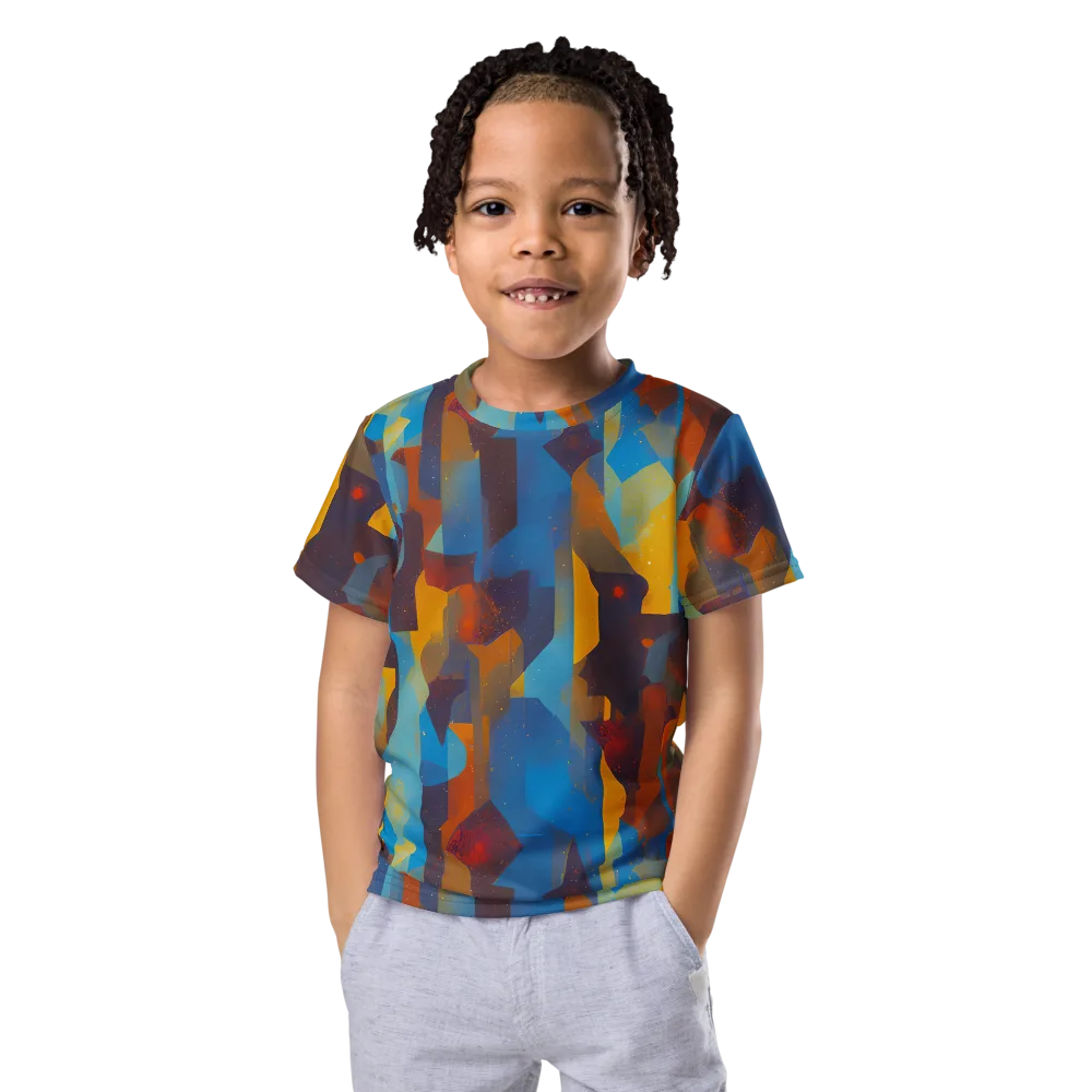 Cubist Dusk on Kids Crew Neck T-Shirt — Front