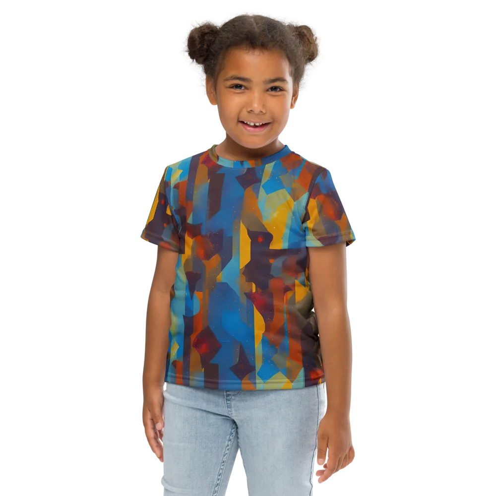 Cubist Dusk on Kids Crew Neck T-Shirt — Front