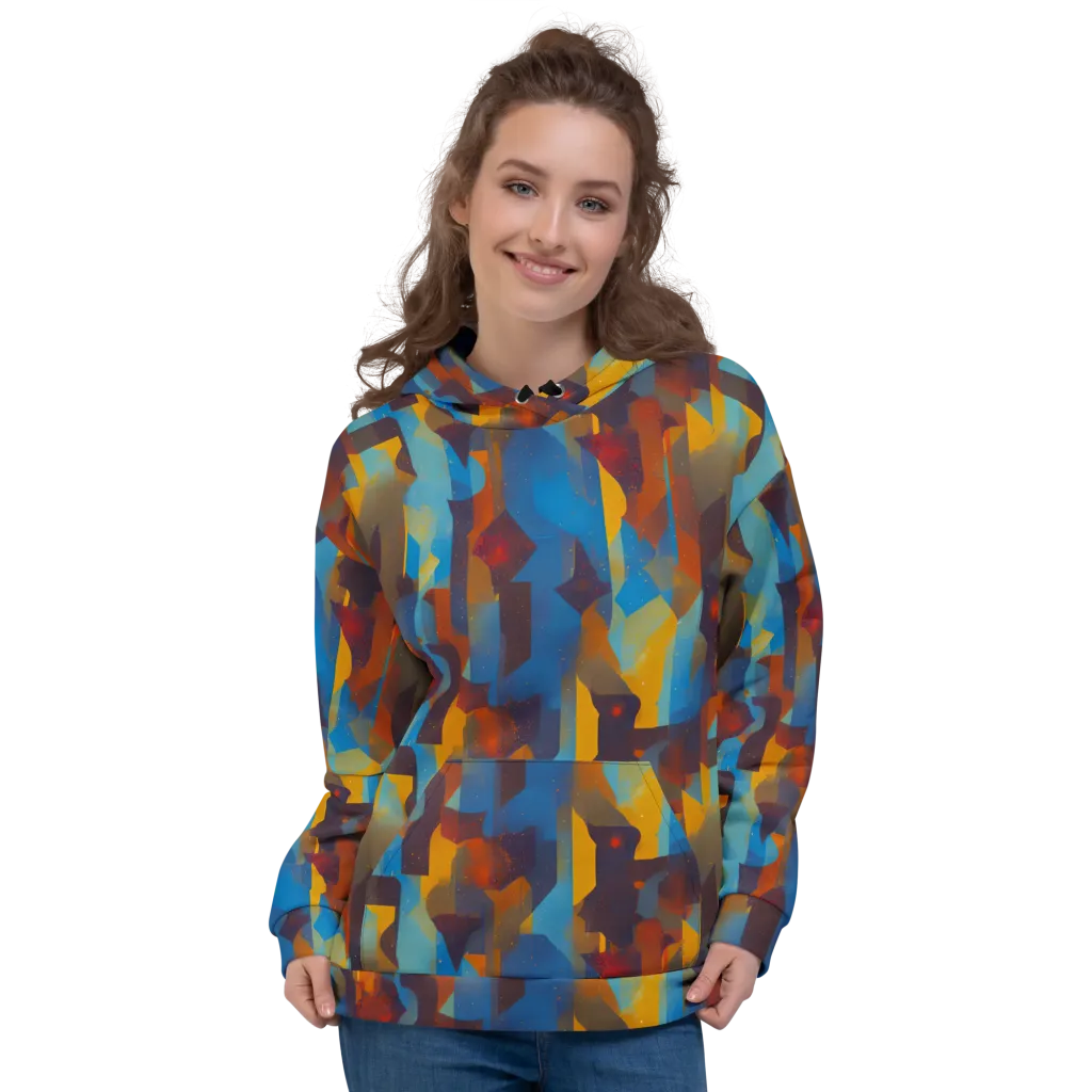 Cubist Dusk on Hoodie — Front