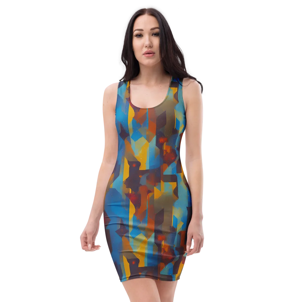 Cubist Dusk on Bodycon Dress — Front