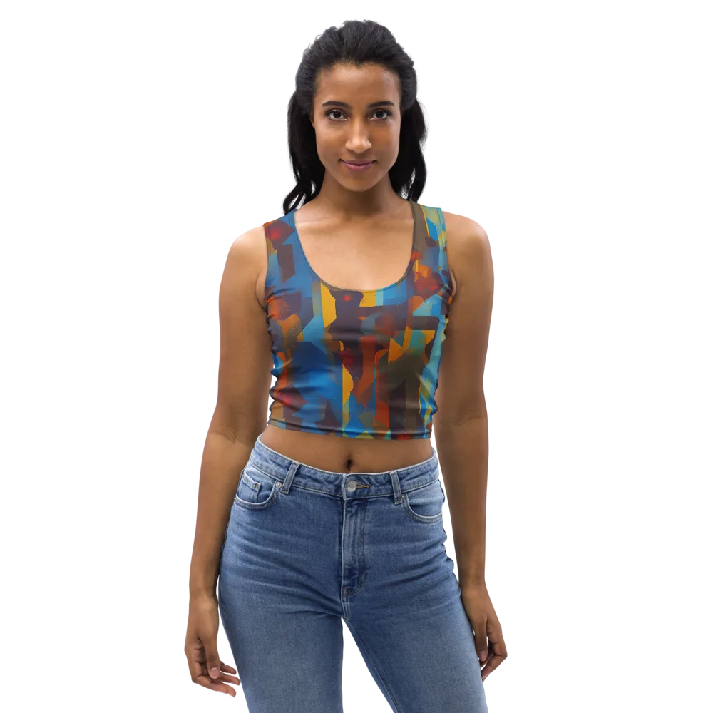 Cubist Dusk on Crop Top — Front
