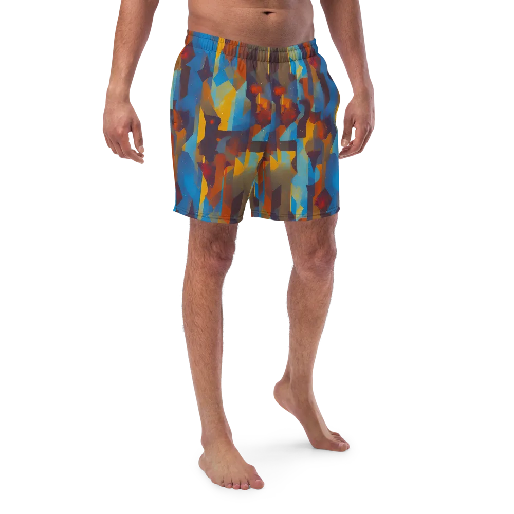 Cubist Dusk on Swim Trunks — Front