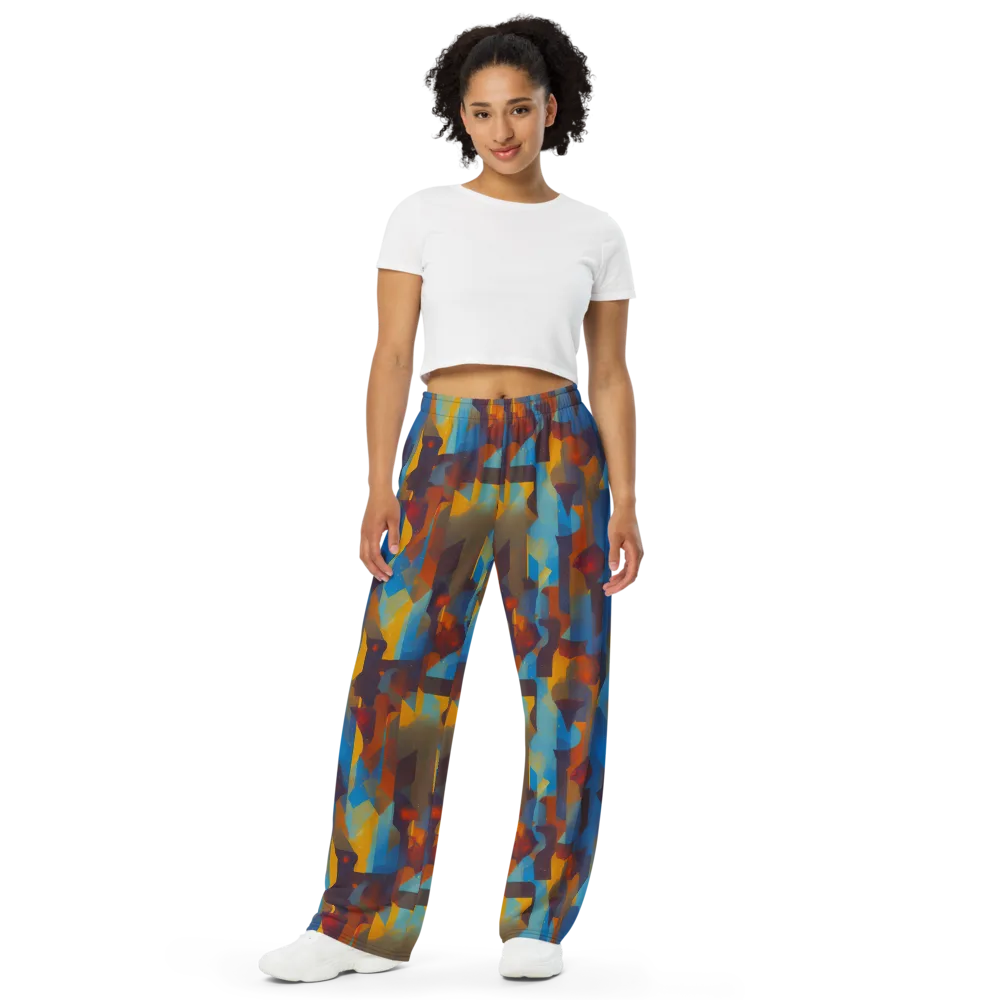 Cubist Dusk on Wide-Leg Pants — Front