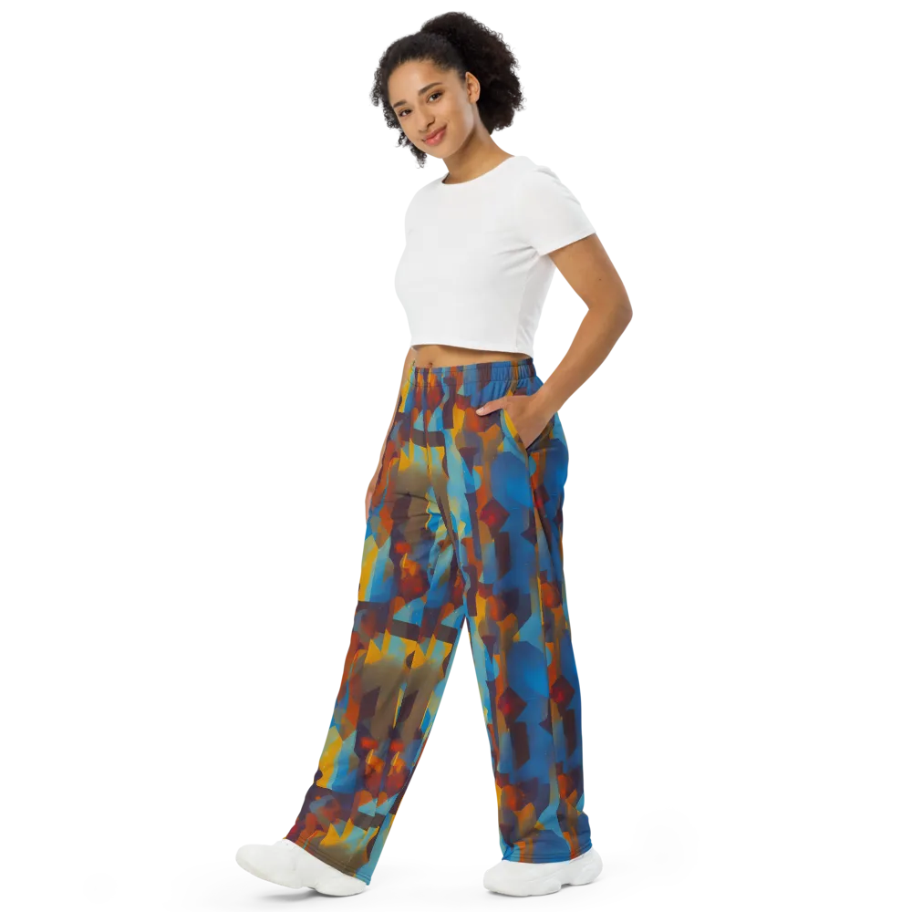 Cubist Dusk on Wide-Leg Pants — Left Front
