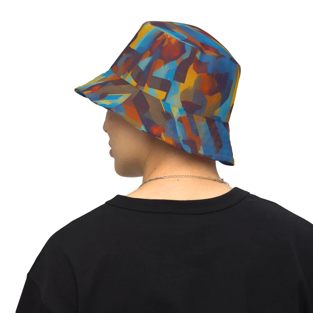 Cubist Dusk on Reversible Bucket Hat — Back Inside