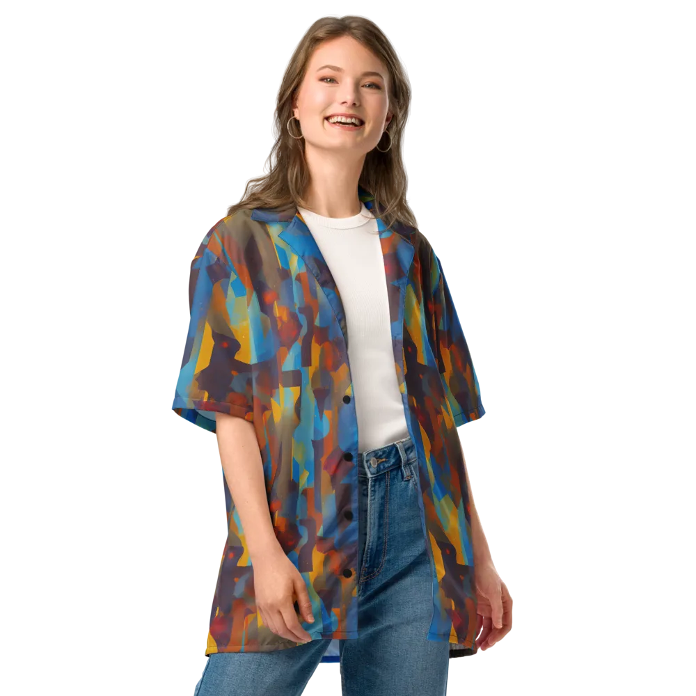 Cubist Dusk on Button Shirt — Front
