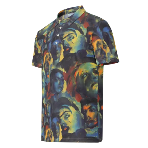 Vivid Visage on a Men's Slim Fit Polo Shirt