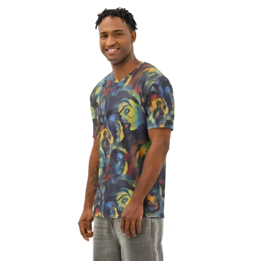 Vivid Visage on a Men's Cotton Crew Neck T-Shirt