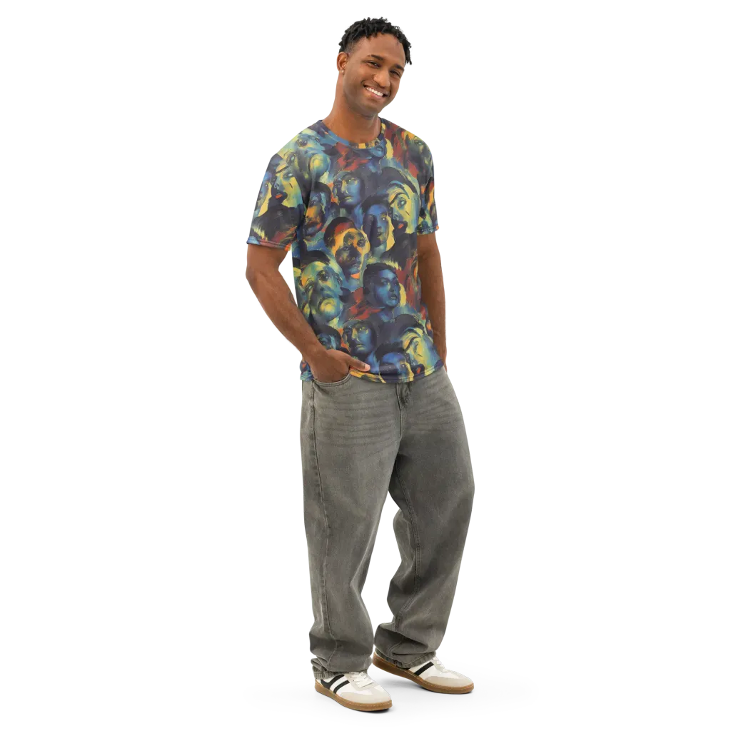 Vivid Visage on Men's Cotton Crew Neck T-Shirt — Right Front