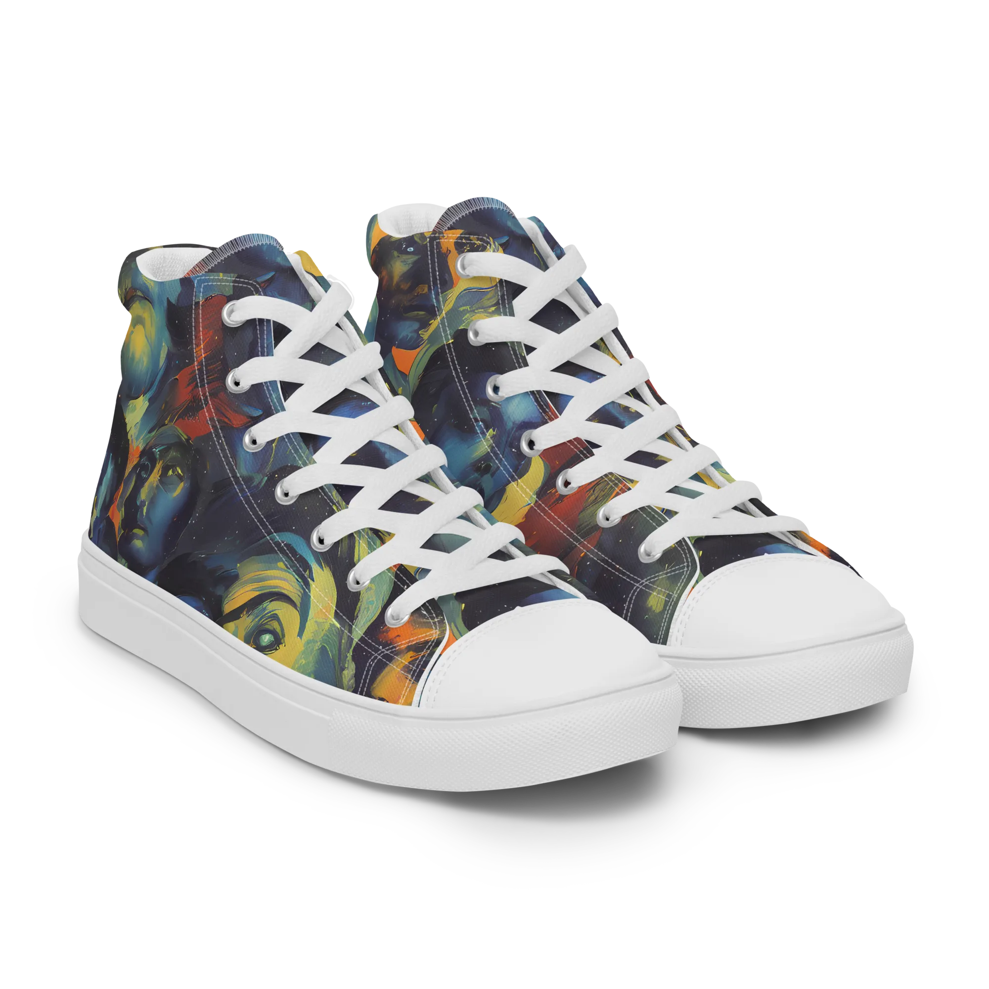 Vivid Visage on Men's High Top Canvas Shoes — Right Front