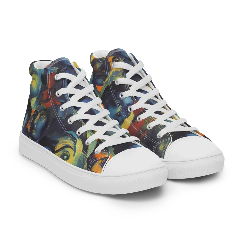Vivid Visage on Men's High Top Canvas Shoes — Right Front