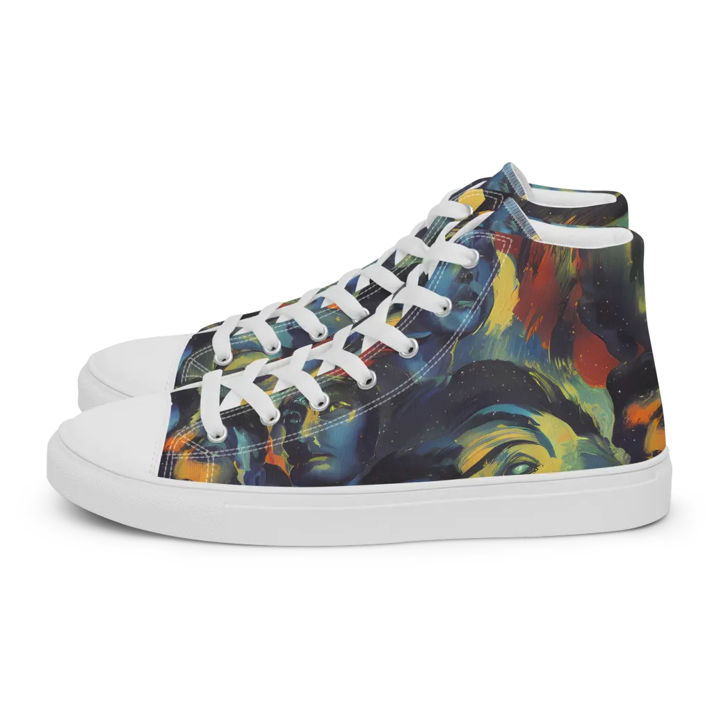 Vivid Visage on Men's High Top Canvas Shoes — Left