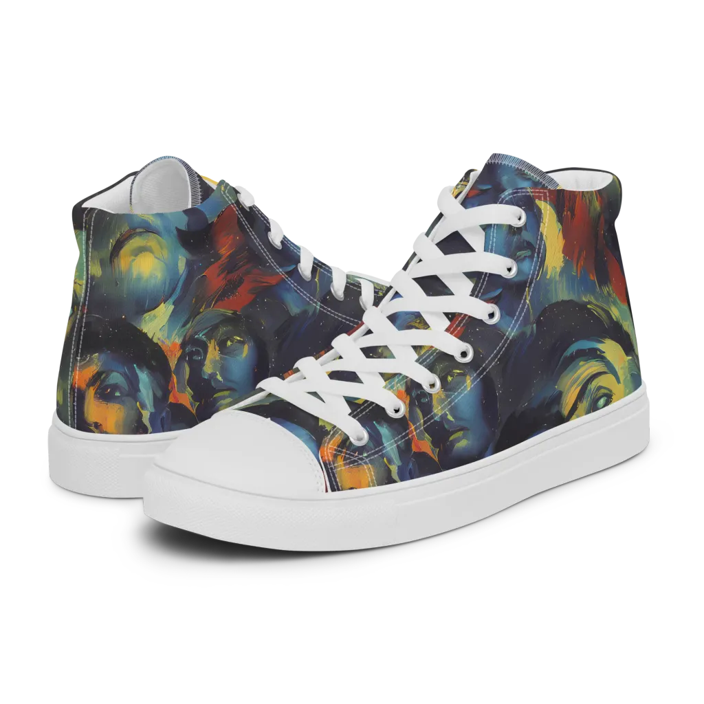 Vivid Visage on Men's High Top Canvas Shoes — Left