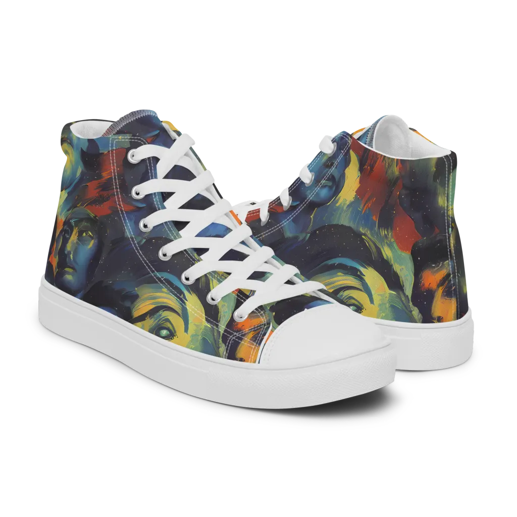 Vivid Visage on Men's High Top Canvas Shoes — Right