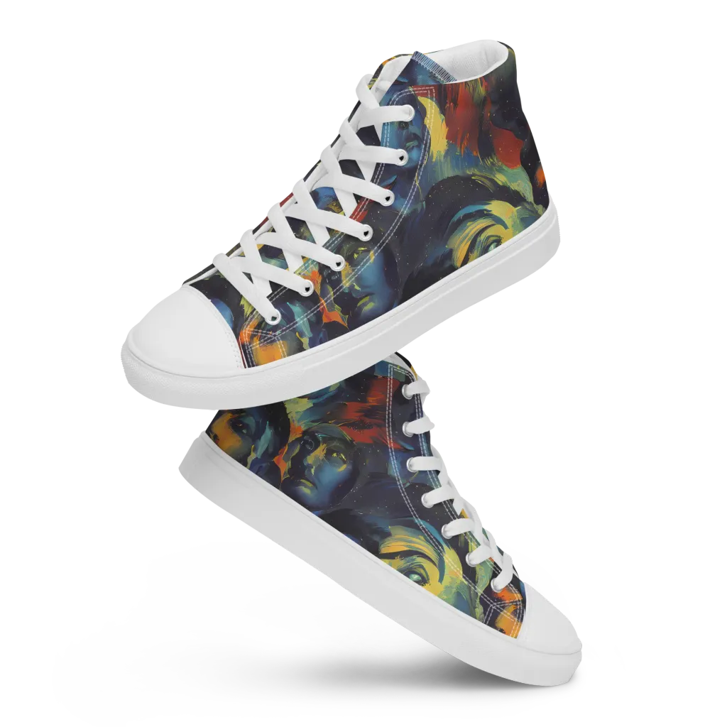 Vivid Visage on Men's High Top Canvas Shoes — Front