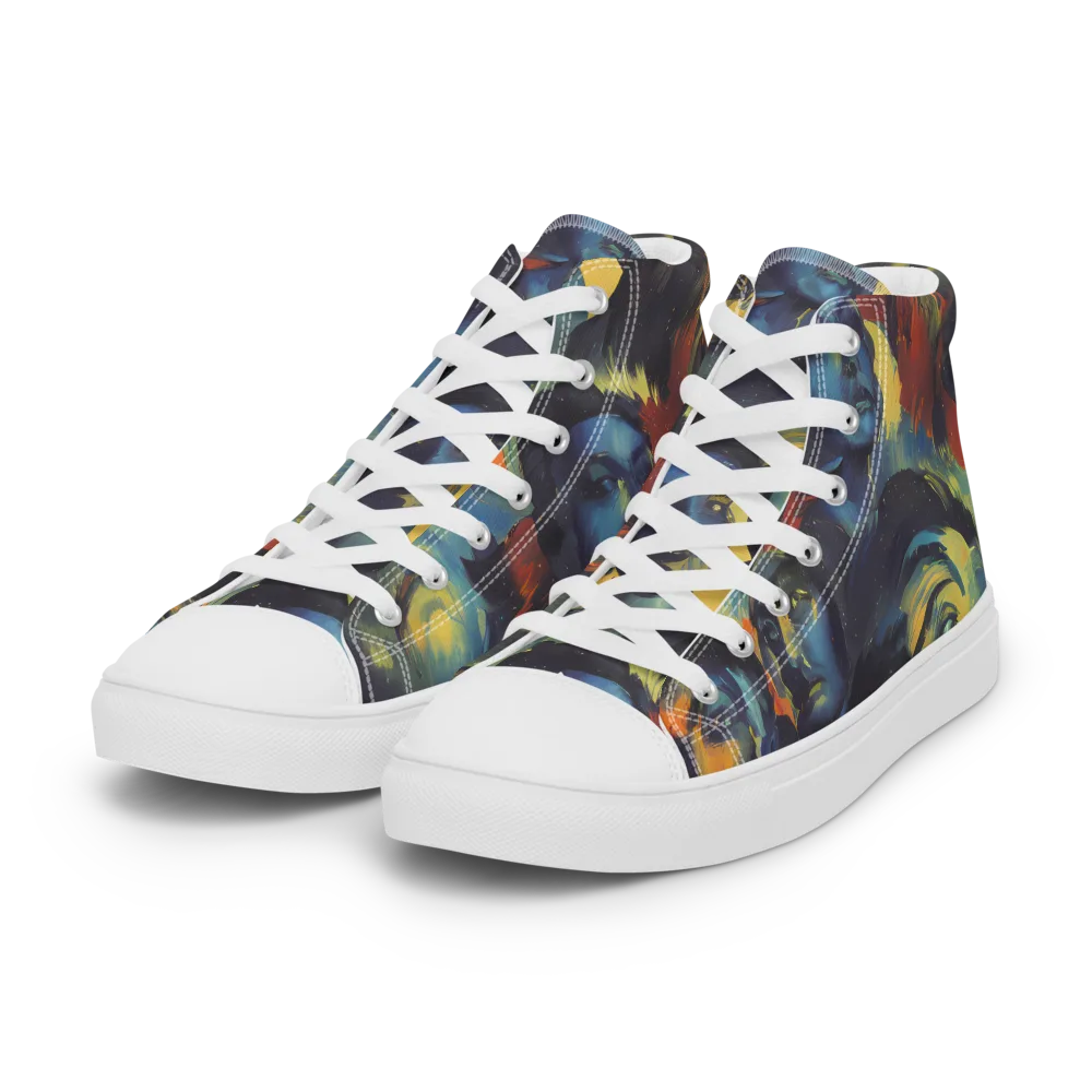 Vivid Visage on Women's High Top Canvas Shoes — Left Front