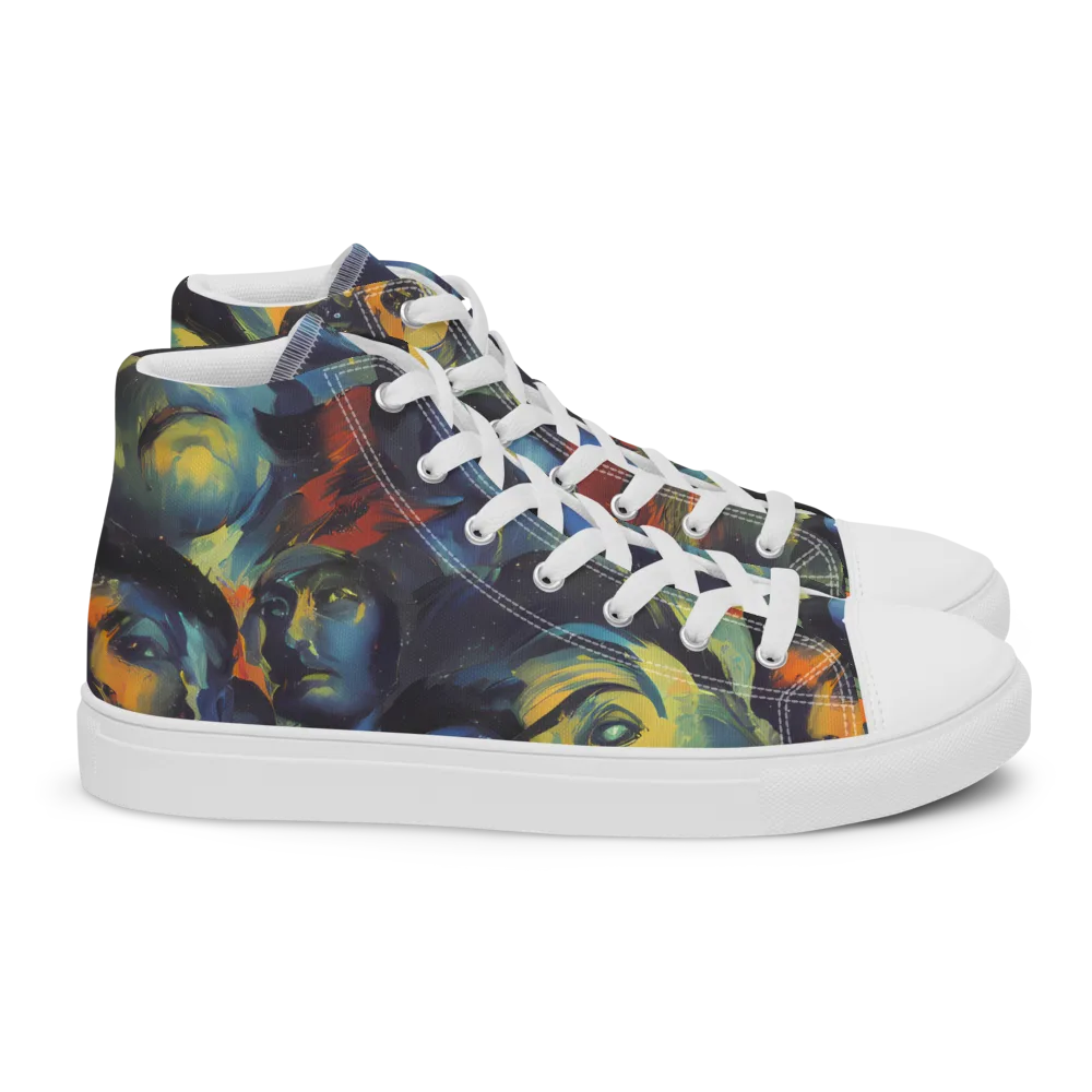 Vivid Visage on Women's High Top Canvas Shoes — Right