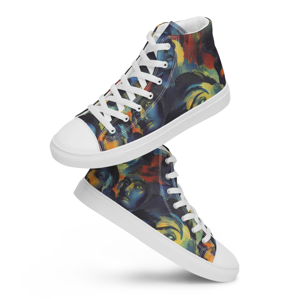 Vivid Visage on Women's High Top Canvas Shoes — Front