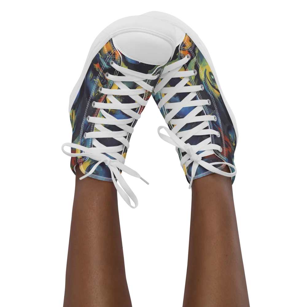 Vivid Visage on Women's High Top Canvas Shoes — Front