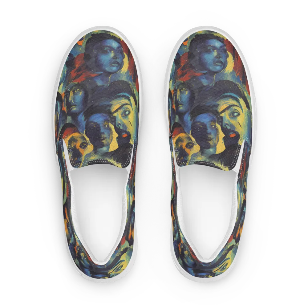 Vivid Visage on Men's Slip-On Canvas Shoes — Front