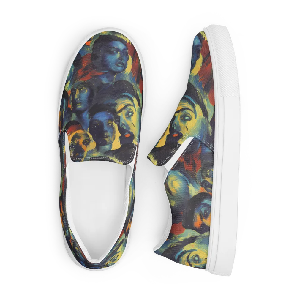 Vivid Visage on Men's Slip-On Canvas Shoes — Front