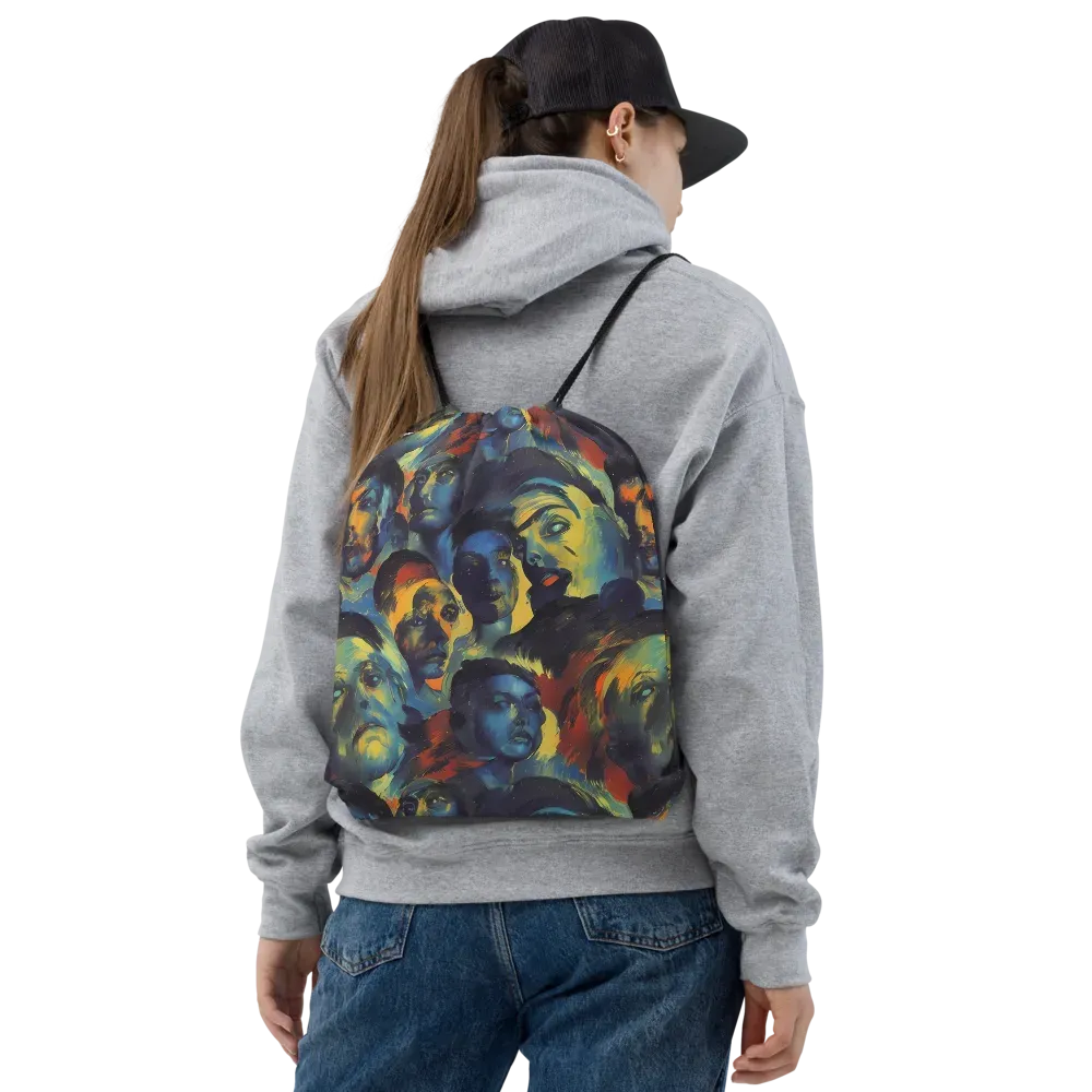 Vivid Visage on Drawstring Bag — Front