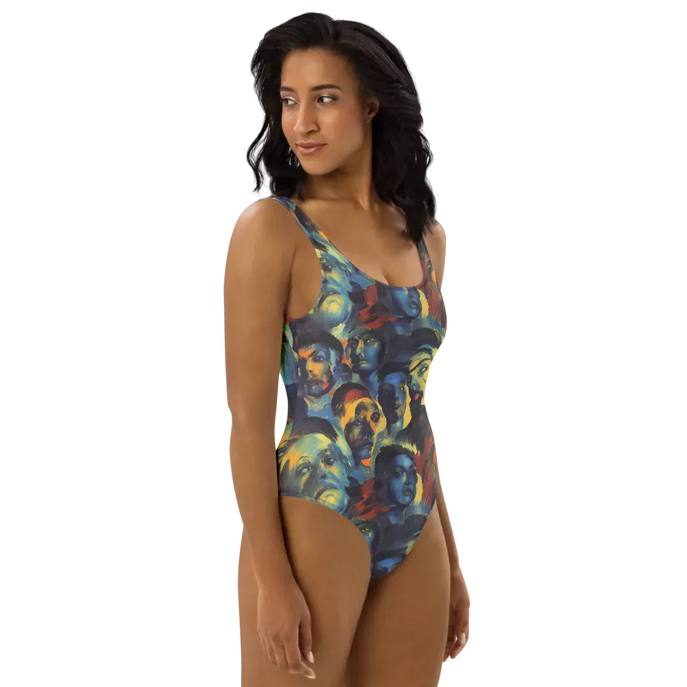 Vivid Visage on One-Piece Swimsuit — Right