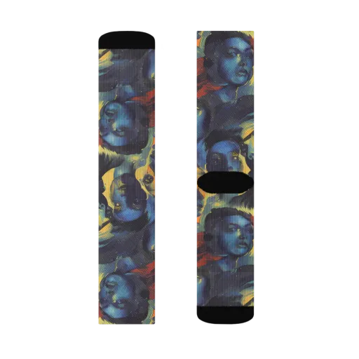 Vivid Visage on a Socks