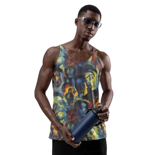 Vivid Visage on a Men's Tank Top