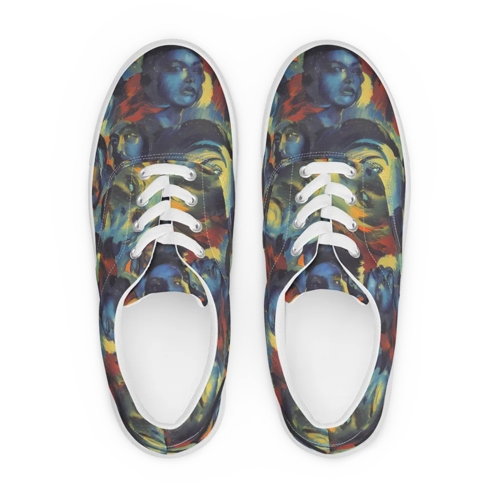 Vivid Visage on Men's Lace-Up Canvas Shoes — Front