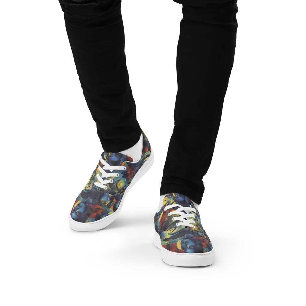 Vivid Visage on Men's Lace-Up Canvas Shoes — Front