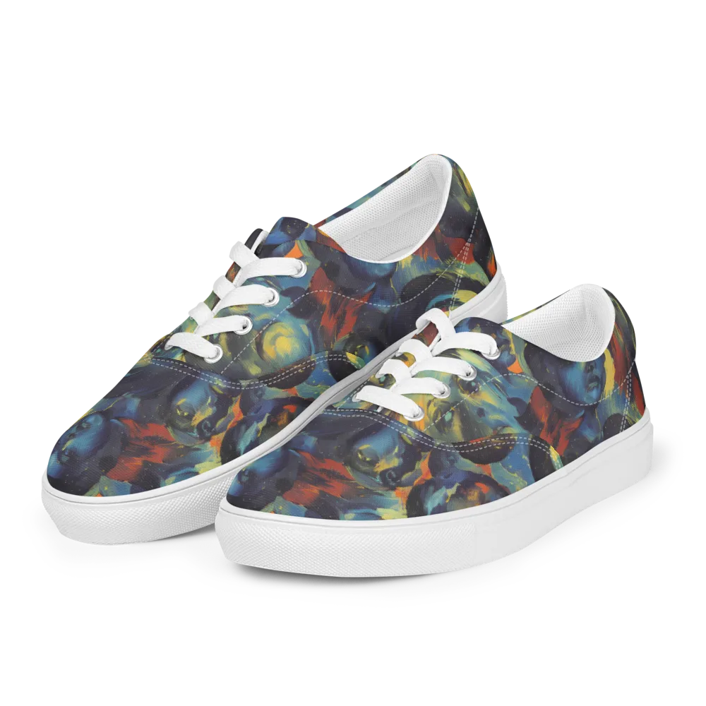 Vivid Visage on Men's Lace-Up Canvas Shoes — Left Front