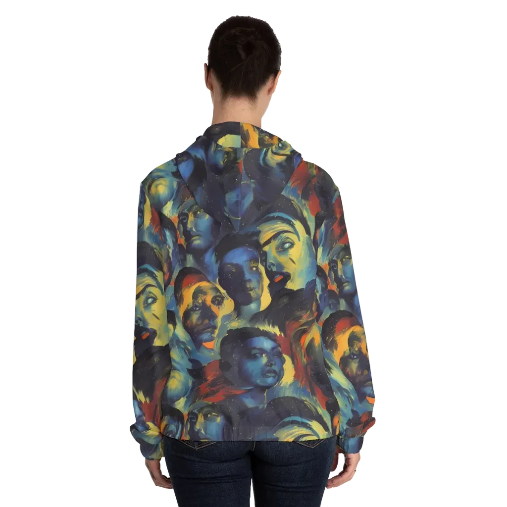Vivid Visage on Women's Full-Zip Hoodie — Back On Person