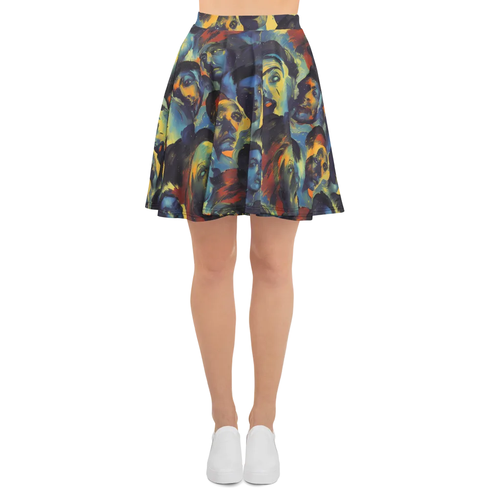 Vivid Visage on Skater Skirt — Front