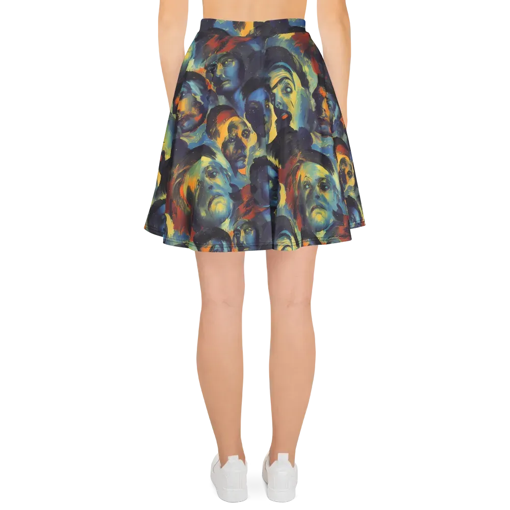 Vivid Visage on Skater Skirt — Back