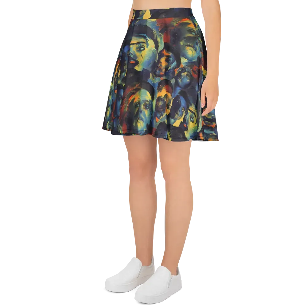 Vivid Visage on Skater Skirt — Left