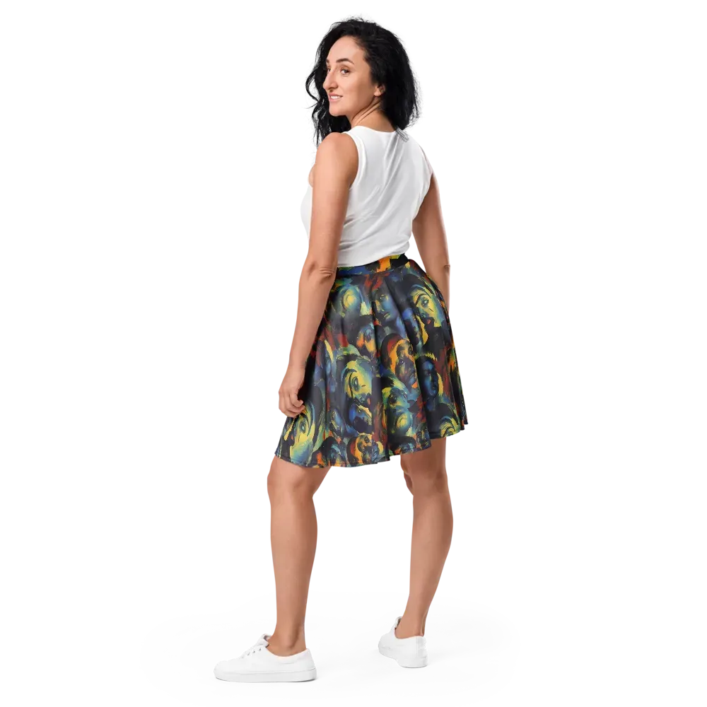 Vivid Visage on Skater Skirt — Back