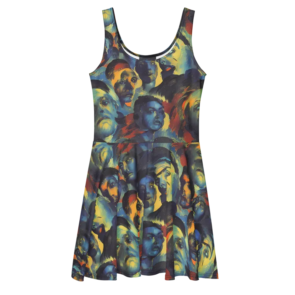 Vivid Visage on Skater Dress — Front
