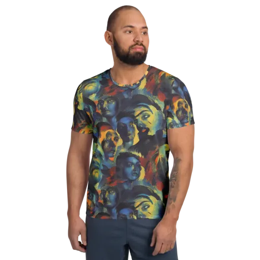 Vivid Visage on a Men's Athletic T-Shirt