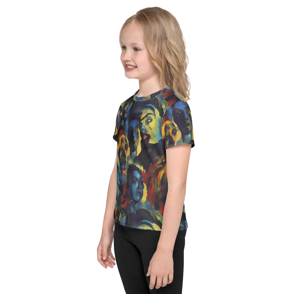 Vivid Visage on Kids Crew Neck T-Shirt — Left