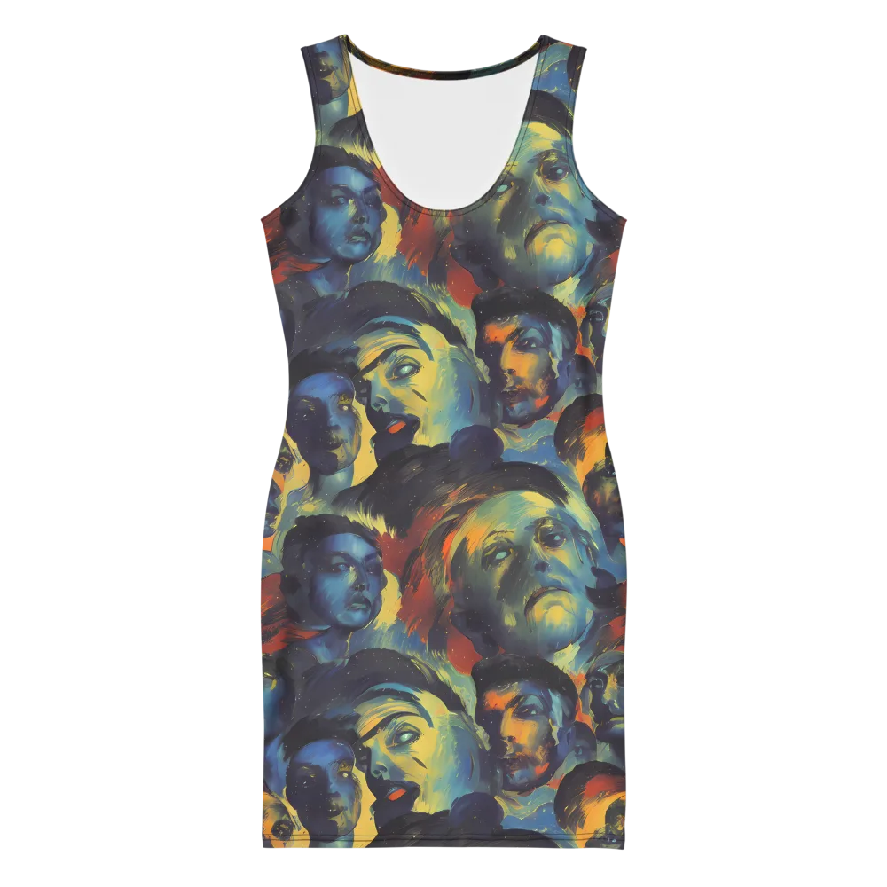 Vivid Visage on Bodycon Dress — Front
