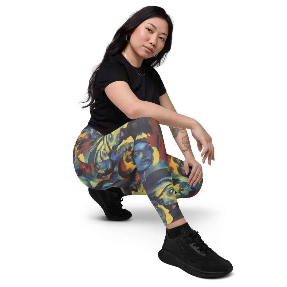 Vivid Visage on Leggings with Pockets — Right Front